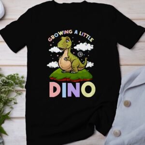 Cartoon Schwangerschafts T-Shirt Pregasaurus Outfit Werdende Mutter Dino Shirt Mama Babybauch T-Shirt Familienzuwachs Baby Kleidung