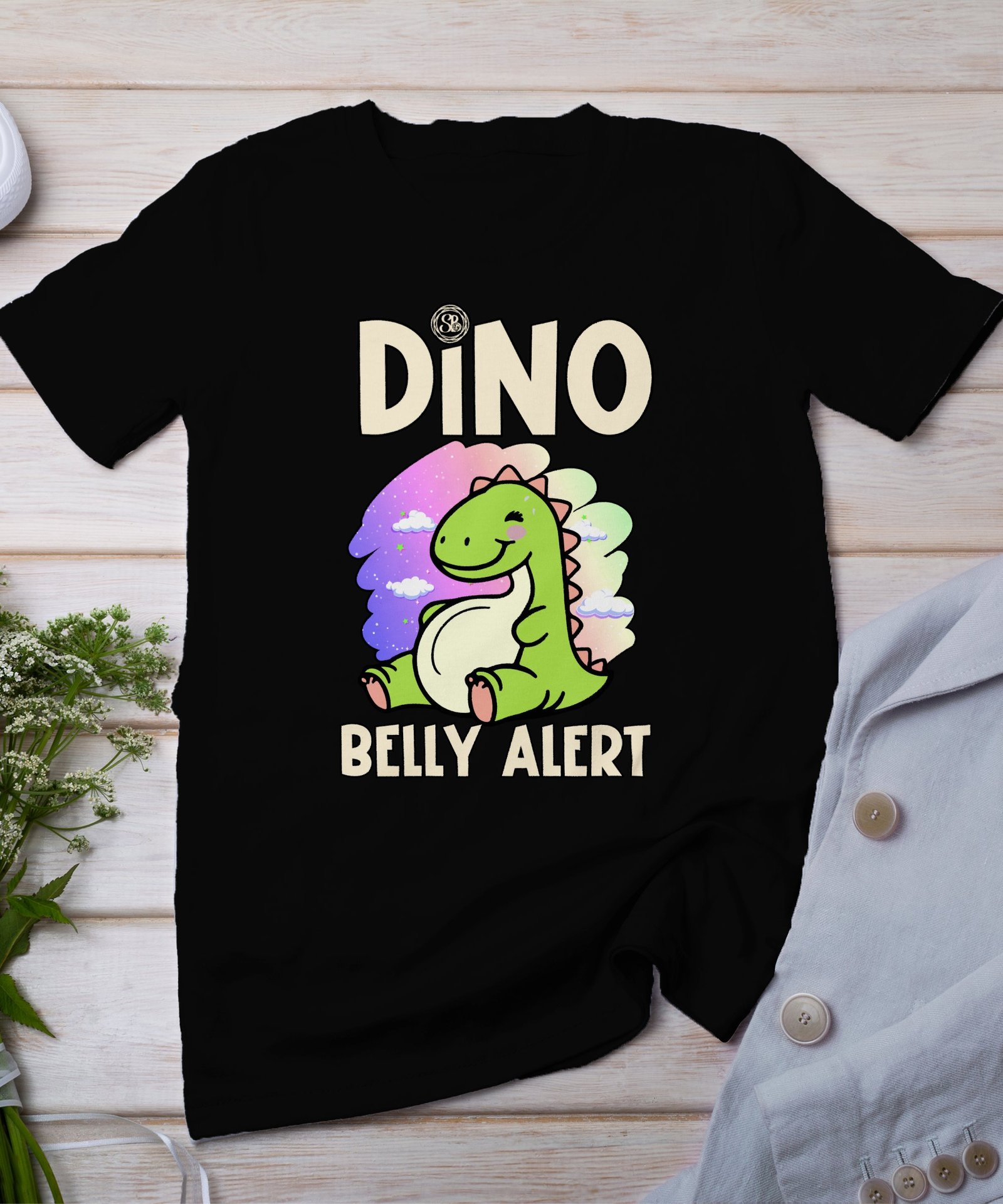 Dino Babybauch T-Shirt Schwangerschaft Shirt Werdende Eltern Family Upgrade Pregasaurus Design Baby an Bord Umstandslook Bauch Entwicklung