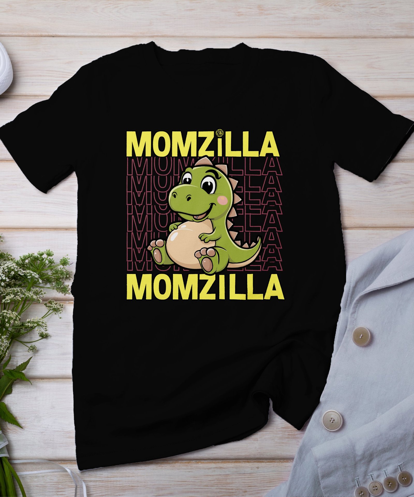 Momzilla Pregasaurus Mama Shirt Schwangerschaft Niedliches Cartoon Dino T-Shirt Schwangere Mutter Kleidung Babybauch Outfit Familie