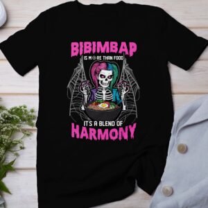 Anime Bibimbap Halloween T-Shirt, Koreanisches Essen Tee, Magisches Kostüm, Ramen MRE Zutaten Shirt, Wahnsinn Bowl Top, Gimbap Party