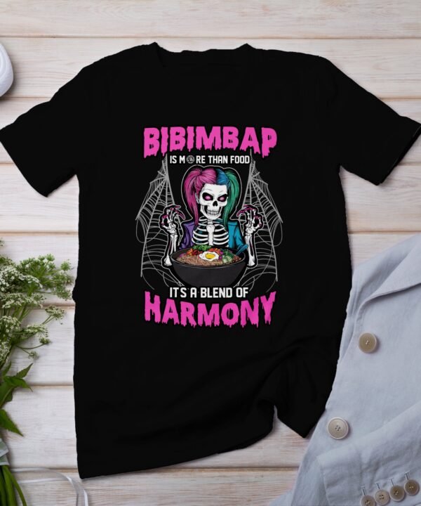 Anime Bibimbap Halloween T-Shirt, Koreanisches Essen Tee, Magisches Kostüm, Ramen MRE Zutaten Shirt, Wahnsinn Bowl Top, Gimbap Party