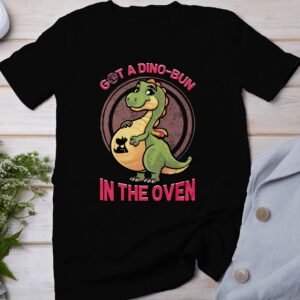 Dino Im Ofen T-Shirt Schwangerschaftsvorbereitung Shirt Baby Ankündigung Dinosaurier Shirt Pregasaurus Babybauch T-Shirt Werdende Mama