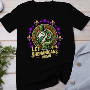 Saint Patricks Day Einhorn T-Shirt Regenbogen Kleeblatt Tee Mardi Gras Festival Outfit Irland Shirt Farbenfrohe Motiv Partykostüme