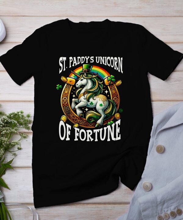 St Paddys Glück Einhorn Shirt St Patricks Day T-Shirt Irland Festival Tee Fun Hufeisen Regenbogen Tee Irische Feierlichkeiten Gold Freude