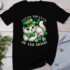 Glück Irland T-Shirt Katzenliebhaber Kleeblatt Stil St Patrick's Day Tee Irland Glückstier Bekleidung Keltische Kleeblätter Shirt Glücksklee
