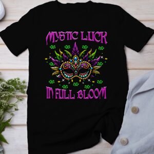 St. Patrick Karneval Kostüm T-Shirt Mardi Gras Maske Shirt Glück Blüte Shirt Farbenfrohe Festival Kleidung St. Paddy Kleeblätter Kunst