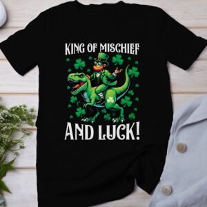 St. Paddy Kleeblatt T-Rex Shirt Irischer Ginger König Von Unfug Und Glück St Patricks Day T Rex Tee Irisches Grünes Dinosaurier Kostüm