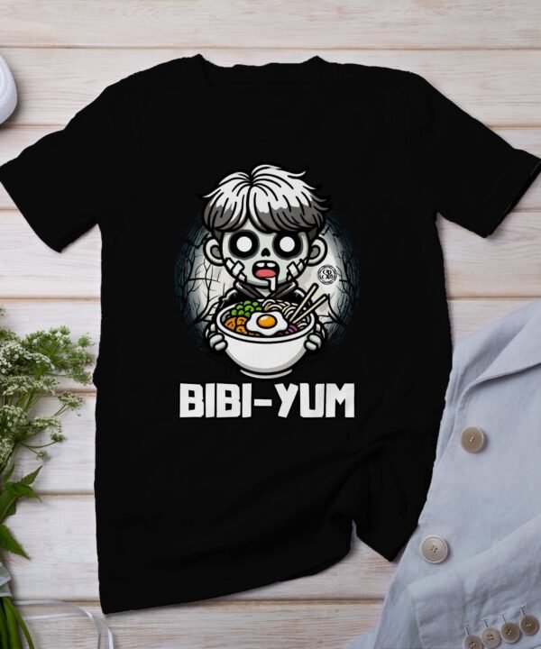 Anime Bibimbap Halloween T-Shirt, Koreanisches Essen Tee, Magisches Kostüm, Ramen MRE Zutaten Shirt, Wahnsinn Bowl Top, Gimbap Party