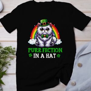 Lustiger St. Patricks Day Katzen T-Shirt, Perfekte Katze in einem Hut, Niedliches St. Patricks Day Tier T-Shirt, Welthundetag Geschenkidee