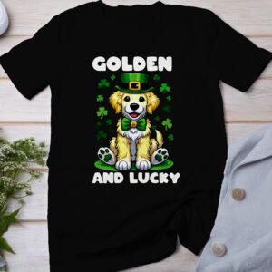 St. Patrick's Day Hund Shirt, Lustiger St. Patrick's Tag Golden Retriever, Golden und Lucky Hundeshirt, Hunde Klee T-Shirt