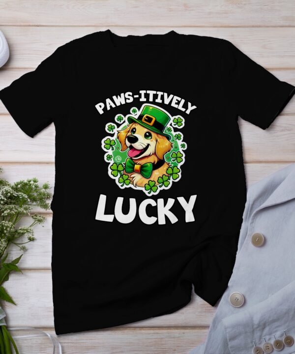 Lustiger Hund St. Patrick's Day Shirt, Paws-itively Lucky, T-Shirts für Tierliebhaber, Glücksklee Hund, Animal Lovers T-Shirt