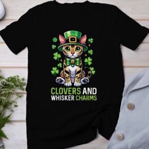 St. Patrick's Day T-Shirt, Katzen T-Shirt, Hunde T-Shirt, lustiges T-Shirt, Klee-Design, Whisker Charms, Herren Damen Shirt
