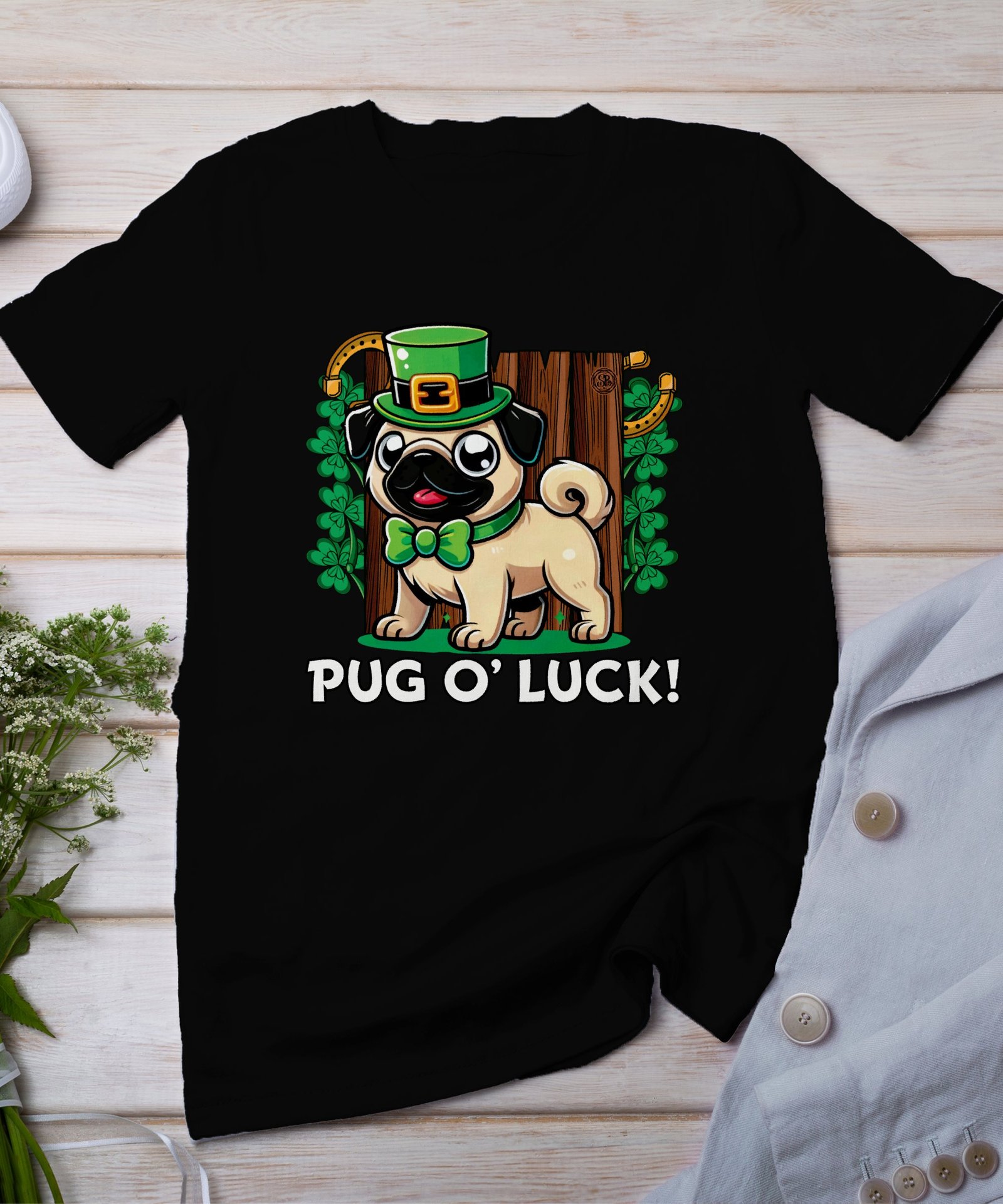 St. Patricks Day Shirt, Lustige Hund Katze Shirt, Glück Spug Shirt, Pug O’ Luck, Irish Tier Shirt, Kleeblatt Tier T-Shirt