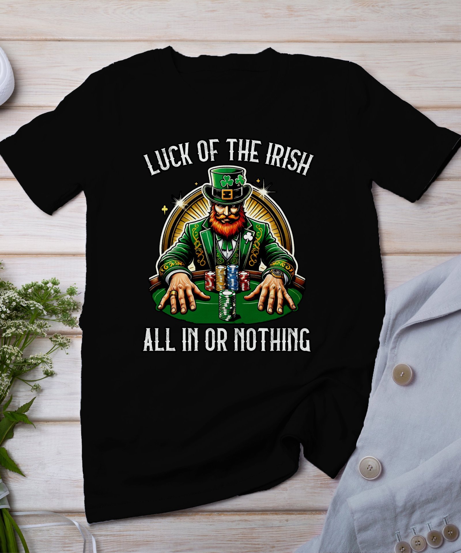 St. Patricks Day Poker Shirt, Casino Game T-Shirt, Glück des Iren, Alles oder Nichts T-Shirt, Karten Glück, Einzigartige Geschenkidee