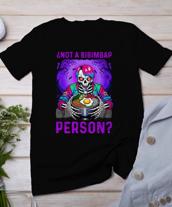 Anime Bibimbap Halloween T-Shirt, Koreanisches Essen Tee, Magisches Kostüm, Ramen MRE Zutaten Shirt, Wahnsinn Bowl Top, Gimbap Party