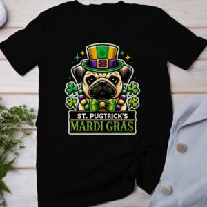 Lustiges St. Patricks Day Shirt, Mardi Gras und St. Patricks Day Design, Pugtricks Festival T-Shirt, Party Tee, festliches Shirt