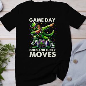 Game Day Shirt Gold and Lucky Moves Dab Dance Funny Graphic Tee, Sport Fan TShirt, Trendy Sports Apparel, Cool Game Day T Shirt