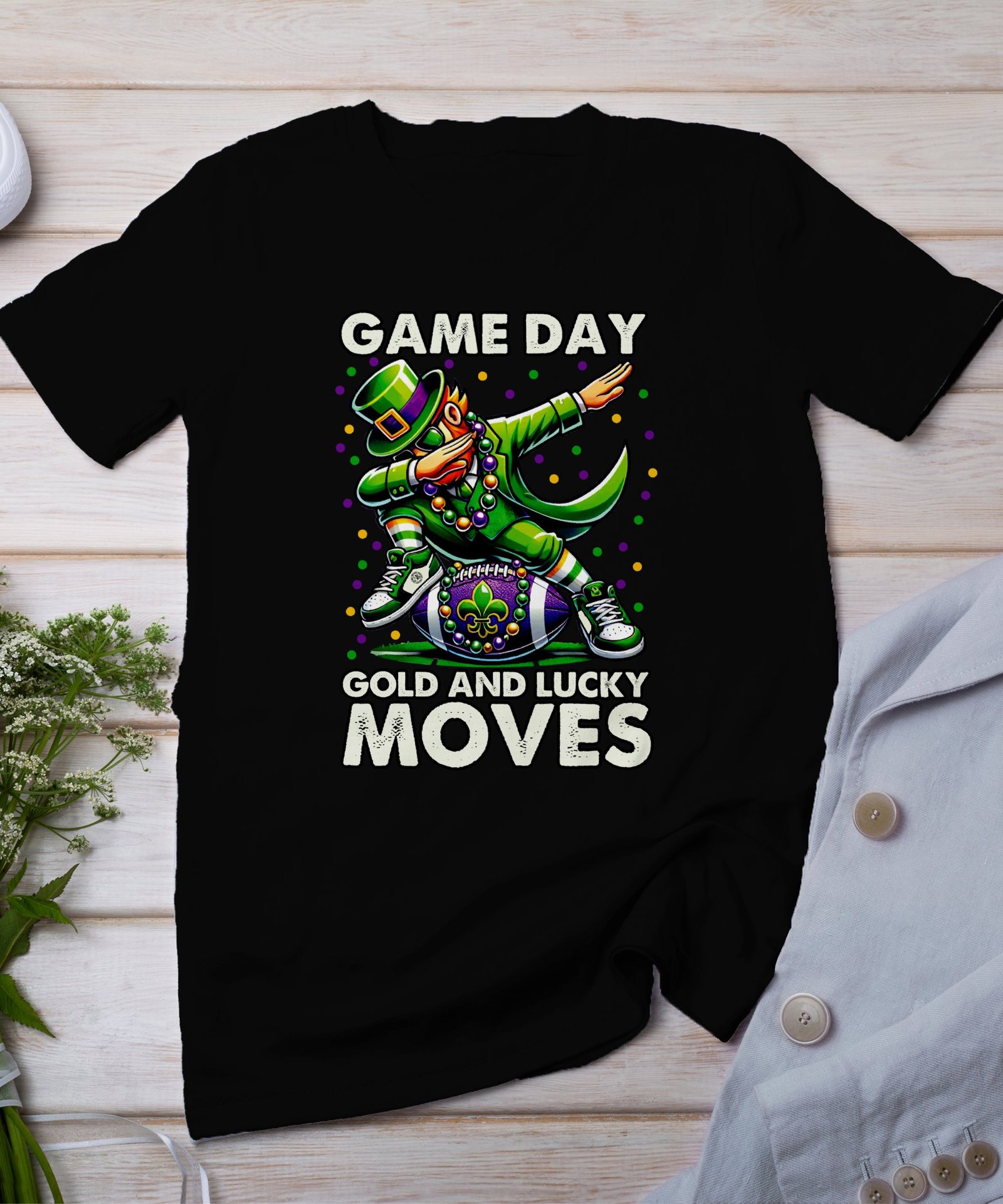 Game Day Shirt Gold and Lucky Moves Dab Dance Funny Graphic Tee, Sport Fan TShirt, Trendy Sports Apparel, Cool Game Day T Shirt