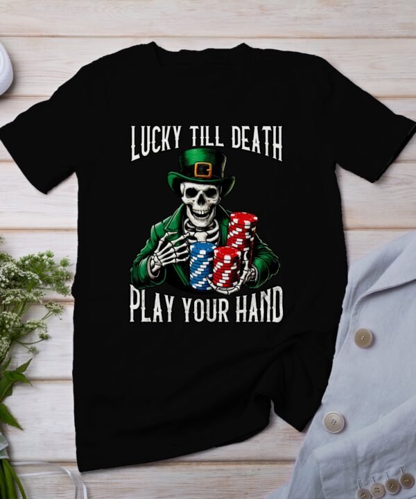 St. Patricks Day Shirt Poker Design, Lustig Shirt Skull mit Karten, Casino Glücksbringer, Poker Chip T-Shirt Herren, Geburtstag Überraschen