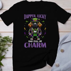 St Patricks Day Mardi Gras T Shirt, Dapper Lucky And Full Of Charm, Funny Dog Shirt, Irish New Orleans Crossover Tee