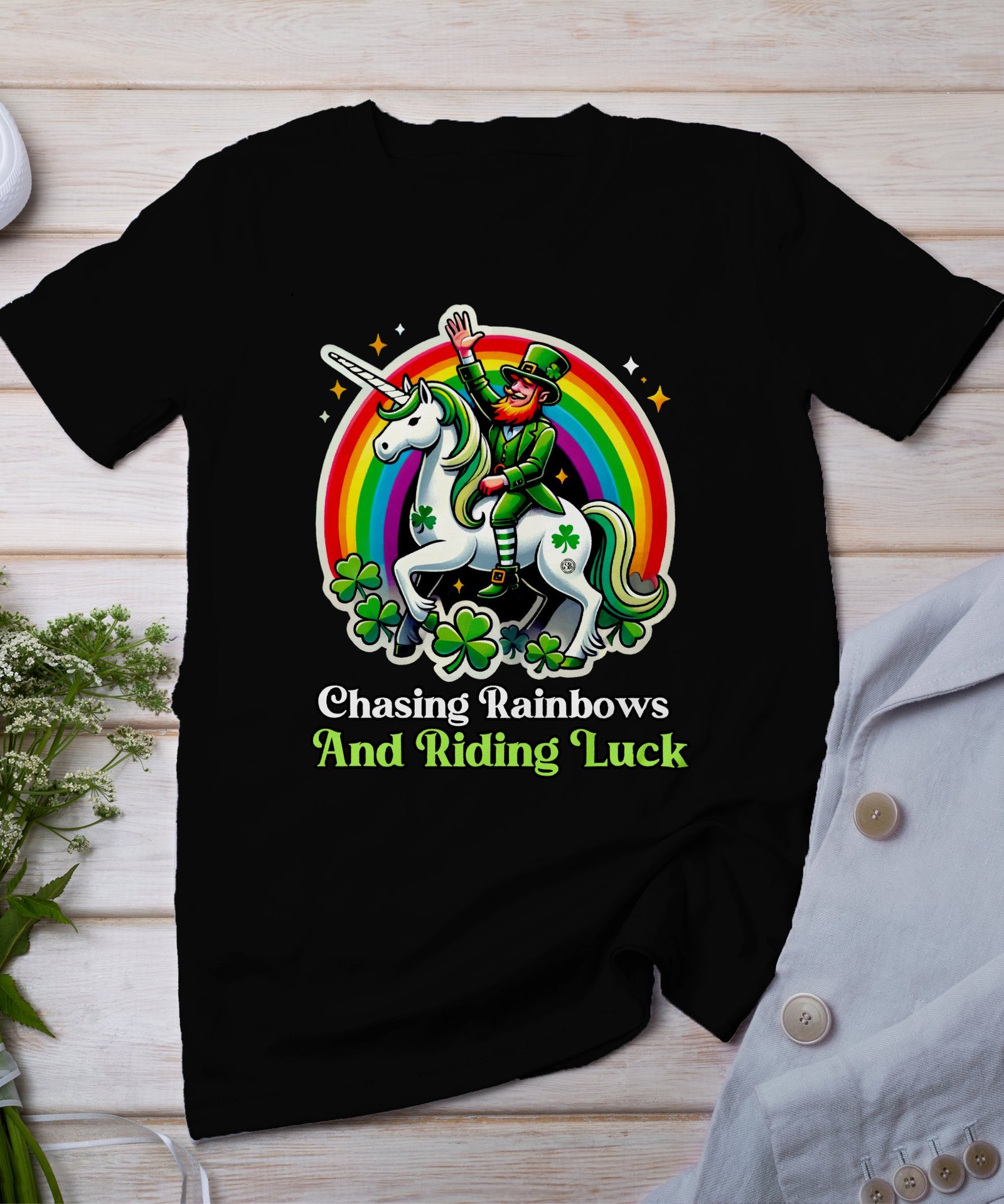 Lustiger Leprechaun Einhorn Reiten T-Shirt, Regenbogen Chasing Einhorn, Glück Reiten Shirt, Irland festliches Shirt, Vintage Irland