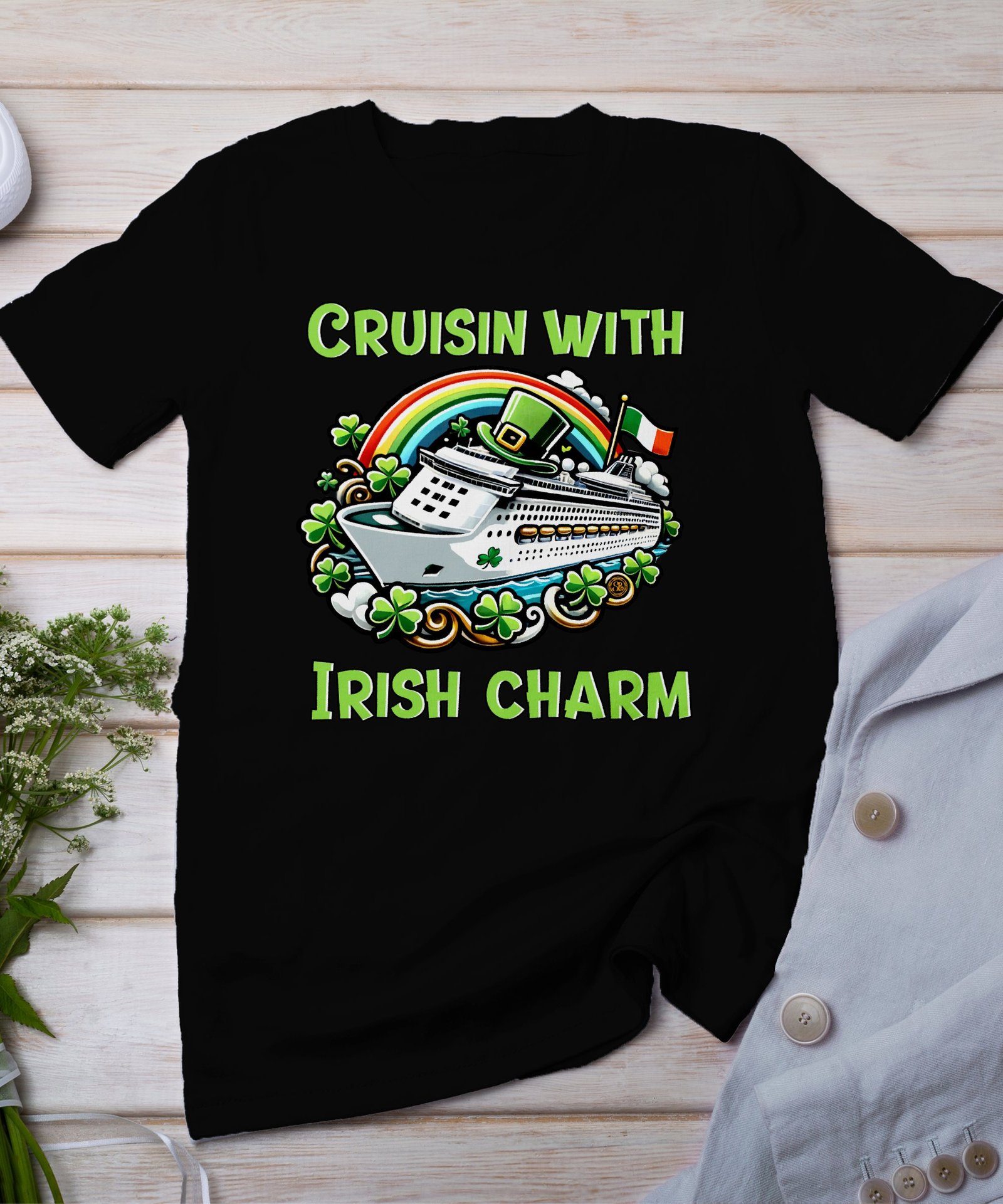 St. Patrick’s Day T-Shirt, Irish Charm Cruise Shirt, Holiday on a Ship Top, Cruising Vacation Tee, Festive Saint Patrick Tee