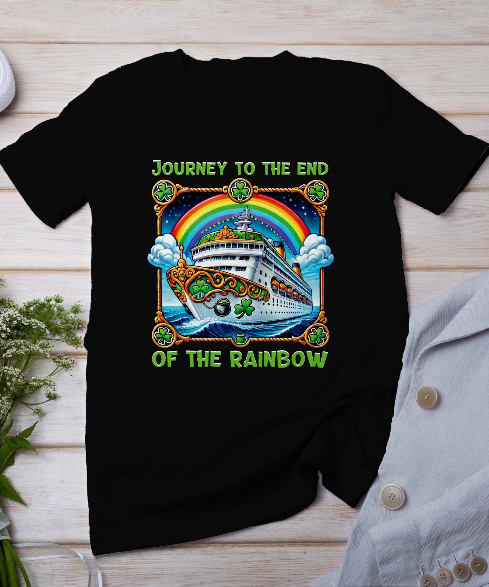 St. Patricks Day Kreuzfahrt T-Shirt, Lustiges Kreuzfahrtschiff Urlaubsshirt, Regenbogen Geschenkidee, Schiffreise Kleidung