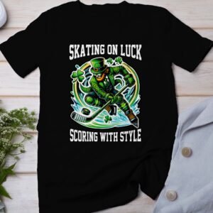 St. Patricks Day T-Shirt, Eishockey T-Shirt, Skating on Luck Shirt, Scoring with Style Tee, Feiertagskleidung, Familiengeschenk, Hockey Fan