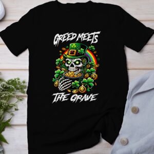 Halloween Skull T-Shirt, Comic Skull T-Shirt, Grusel Totenkopf Shirt, Lustiger Schadel T-Shirt, St Patrick's Day T-Shirt