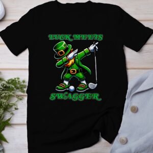 St. Patricks Day Golf T-Shirt, Lustiger Leprechaun Dab, Glück trifft Swagger, Golfspieler Geschenk, Irisches Golfen Shirt, Feiertag