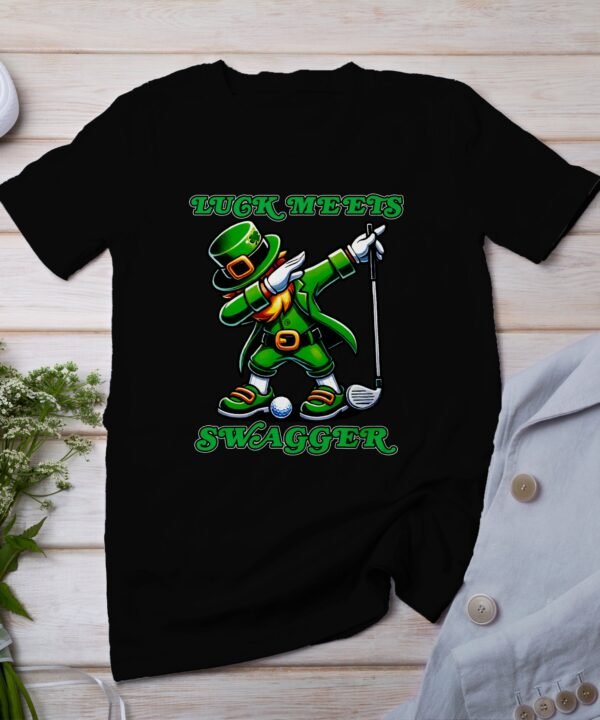 St. Patricks Day Golf T-Shirt, Lustiger Leprechaun Dab, Glück trifft Swagger, Golfspieler Geschenk, Irisches Golfen Shirt, Feiertag