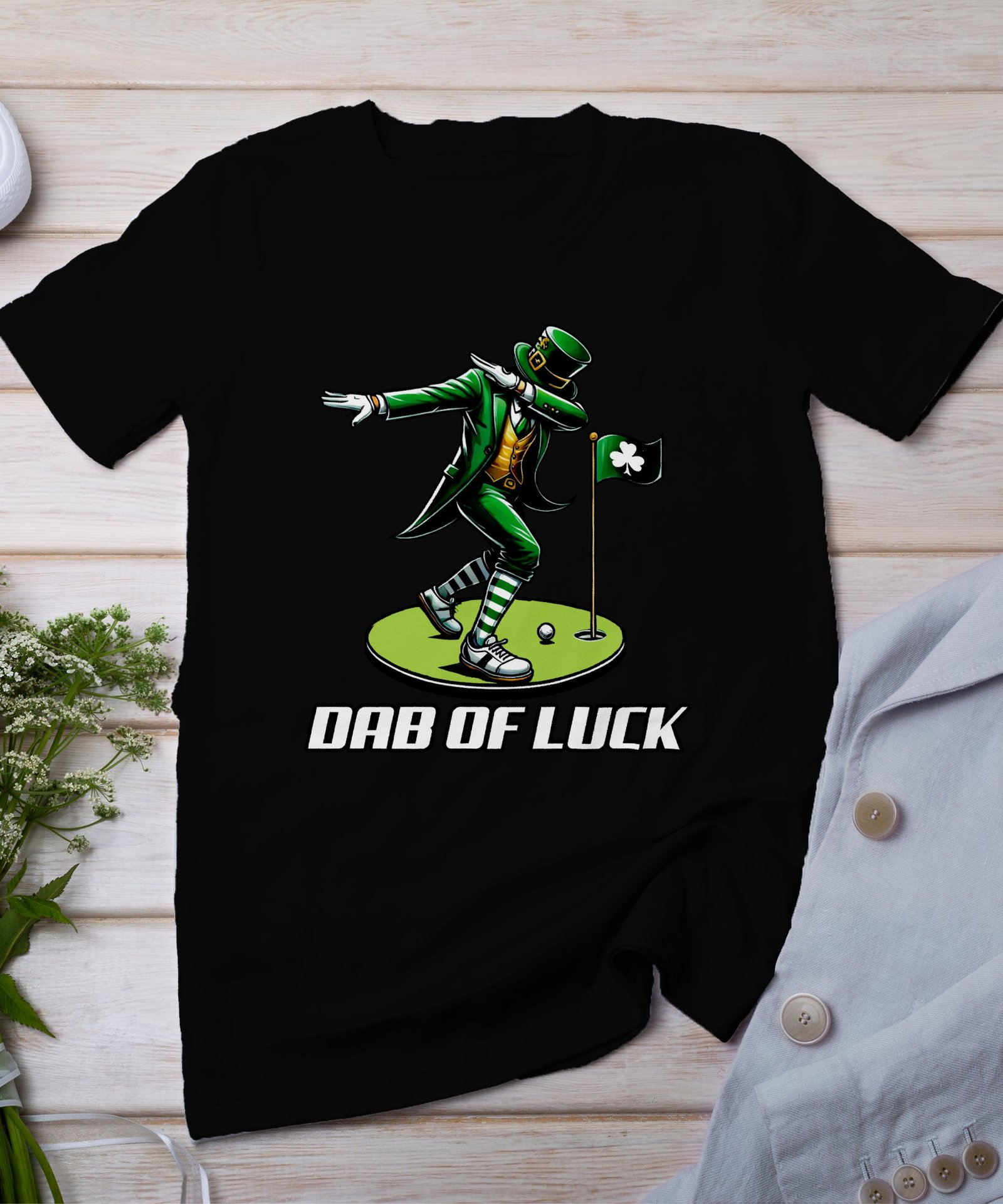 Lustiges St. Patricks Day Golf T-Shirt, Dab of Luck Design, Geschenkidee für Golfer, Dabbin Leprechaun, Ei Golfliebhaber