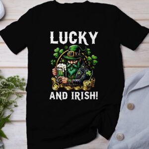 Lustiges Irisches T-Shirt, Kleeblatt Grafik, Geschenke für St. Patrick's Day, Lustiger Trinker, Irisch und Glücklich T-Shirt, Grünen Bart