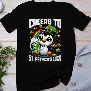 Lustiges Pinguin St Patricks T-Shirt, Irisches Festival Shirt, Niedlicher Tierfreund, Glück Kleeblatt, Bier T-Shirt
