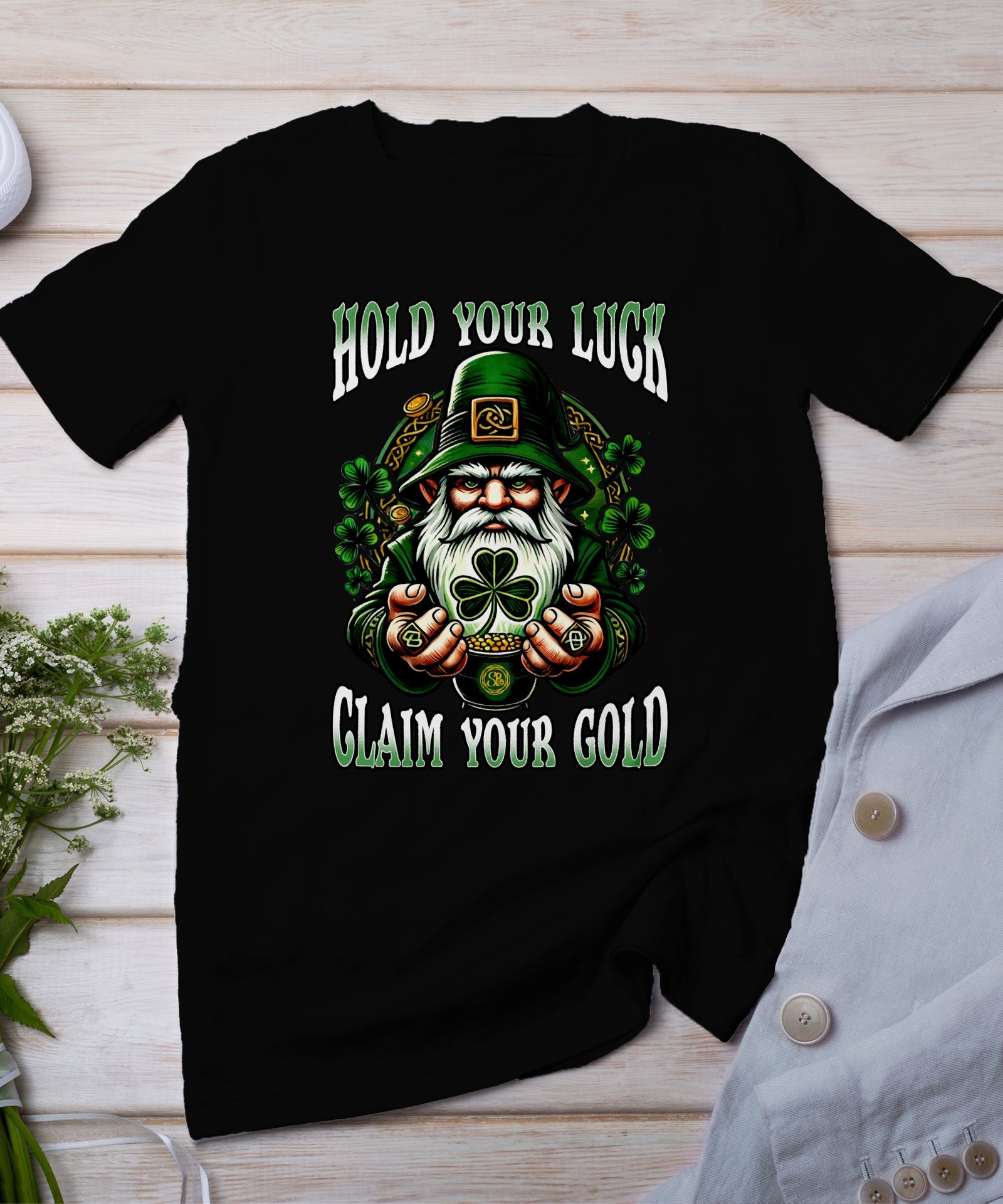 Lustiges Kleeblatt T-Shirt, Irischer Kobold Print, Holen Sie sich Ihr Gold Statement, St Patricks Day, Glücksbringer T-Shirt