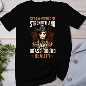 Vintage Futuristisches Steampunk T-Shirt, Retro Fantasiewelt Kostüm, Retro Dampfantrieb Shirt, Industriell Viktorianisches Top, Zahnrad Tee