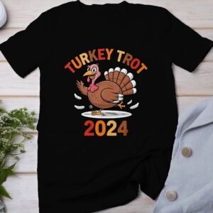 Herbstliches Erntedankfest T-Shirt, Traditionell Amerika Kanada Top, Lustiges Truthahn Rennen TROT Shirt, Festliches Geflügel Kürbis Tee