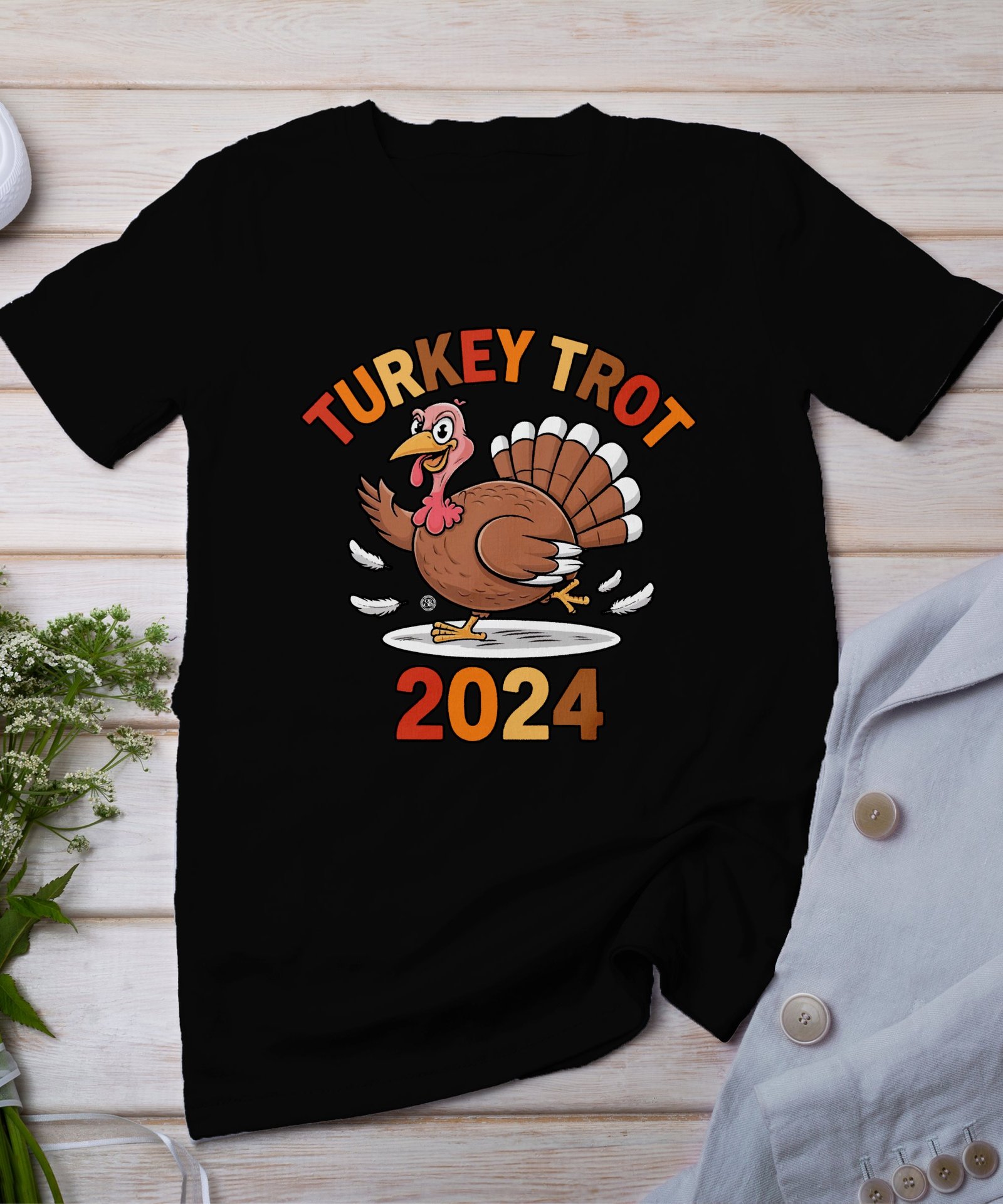 Herbstliches Erntedankfest T-Shirt, Traditionell Amerika Kanada Top, Lustiges Truthahn Rennen TROT Shirt, Festliches Geflügel Kürbis Tee
