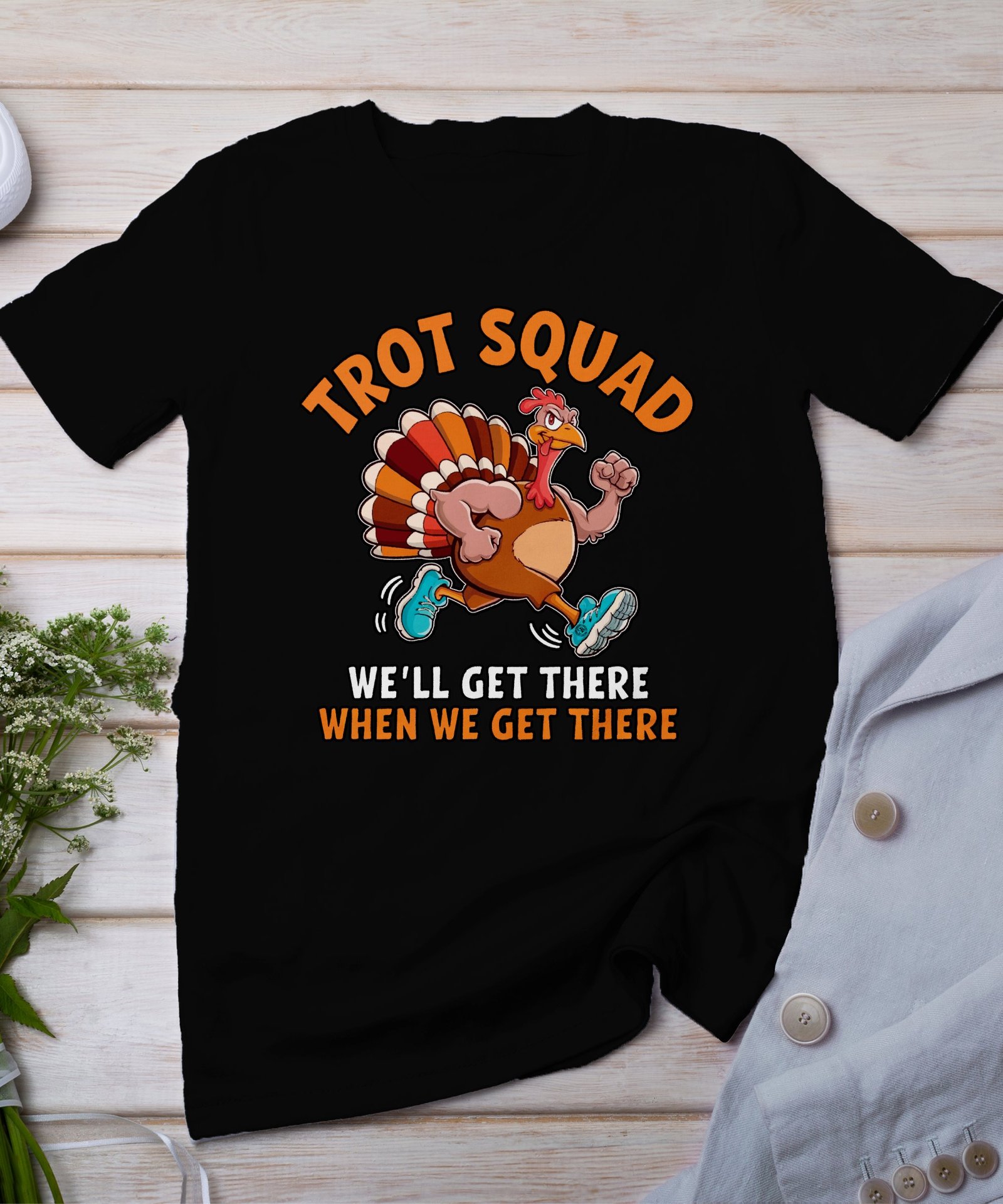 Herbstliches Erntedankfest T-Shirt, Traditionell Amerika Kanada Top, Lustiges Truthahn Rennen TROT Shirt, Festliches Geflügel Kürbis Tee