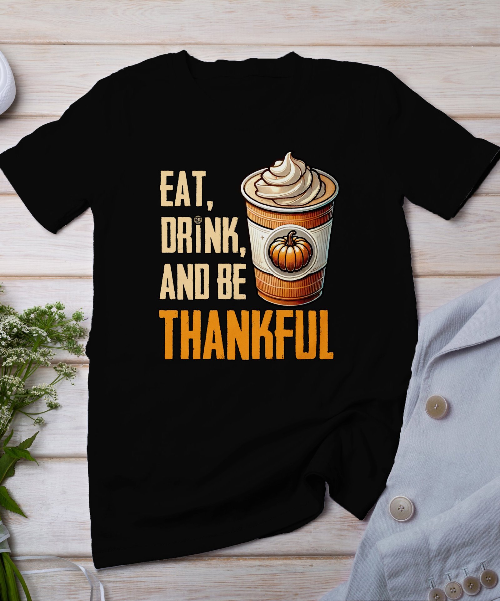 Herbstliches Erntedankfest T-Shirt, Traditionell Amerika Kanada Kürbisbecher Top, Lustiges Truthahn Shirt, Festliches Geflügel Kürbis Tee