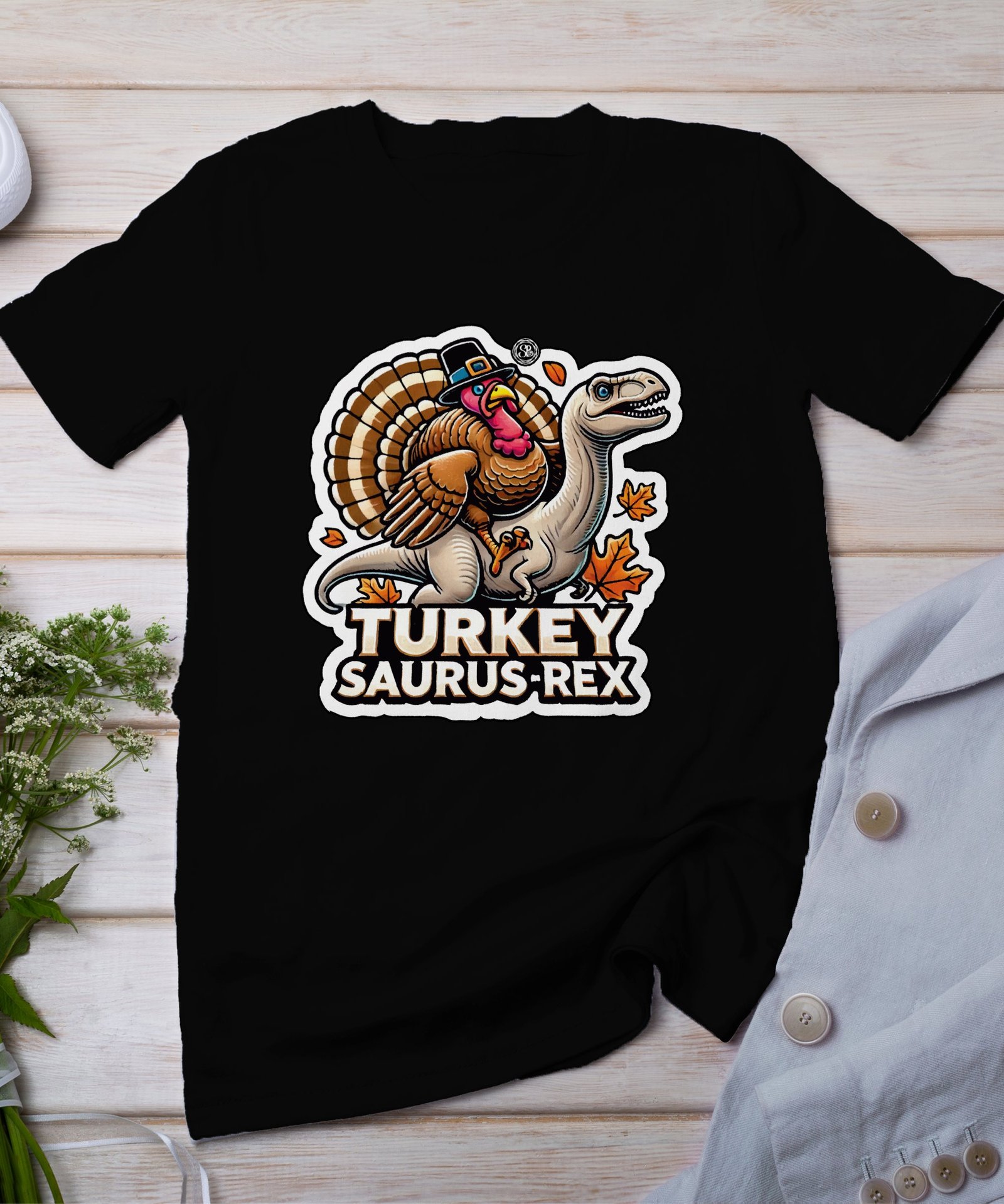 Herbstliches Erntedankfest T-Shirt, Traditionell Amerika Kanada Top, Lustiges Dino T-Rex Truthahn Shirt, Festliches Geflügel Kürbis Tee