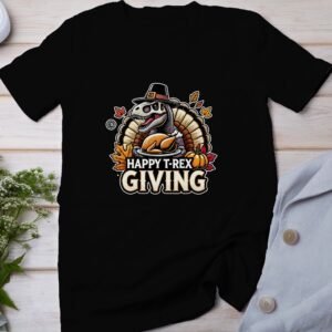 Herbstliches Erntedankfest T-Shirt, Traditionell Amerika Kanada Top, Lustiges Dino T-Rex Truthahn Shirt, Festliches Geflügel Kürbis Tee