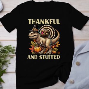 Herbstliches Erntedankfest T-Shirt, Traditionell Amerika Kanada Top, Lustiges Dino T-Rex Truthahn Shirt, Festliches Geflügel Kürbis Tee