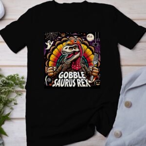Herbstliches Erntedankfest T-Shirt, Traditionell Amerika Kanada Top, Lustiges Dino T-Rex Truthahn Shirt, Festliches Geflügel Kürbis Tee