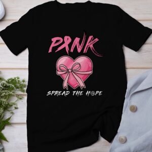 Kampf Stärke Hoffnung Brustkrebs Bewusstsein T-Shirt, Vorsorgeuntersuchung Gesundheit Tee, Hilfe Symbol der Solidarität Pinke Schleife Top