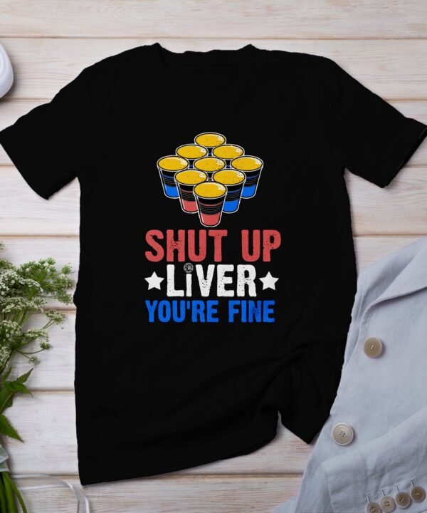 Nationalfeiertag T-Shirt USA 4 Juli Outfit Veteran Patrioten Spiel Freiheit Style Amerika Studenten Flaggen Design Bierpong Unabhängigkeit