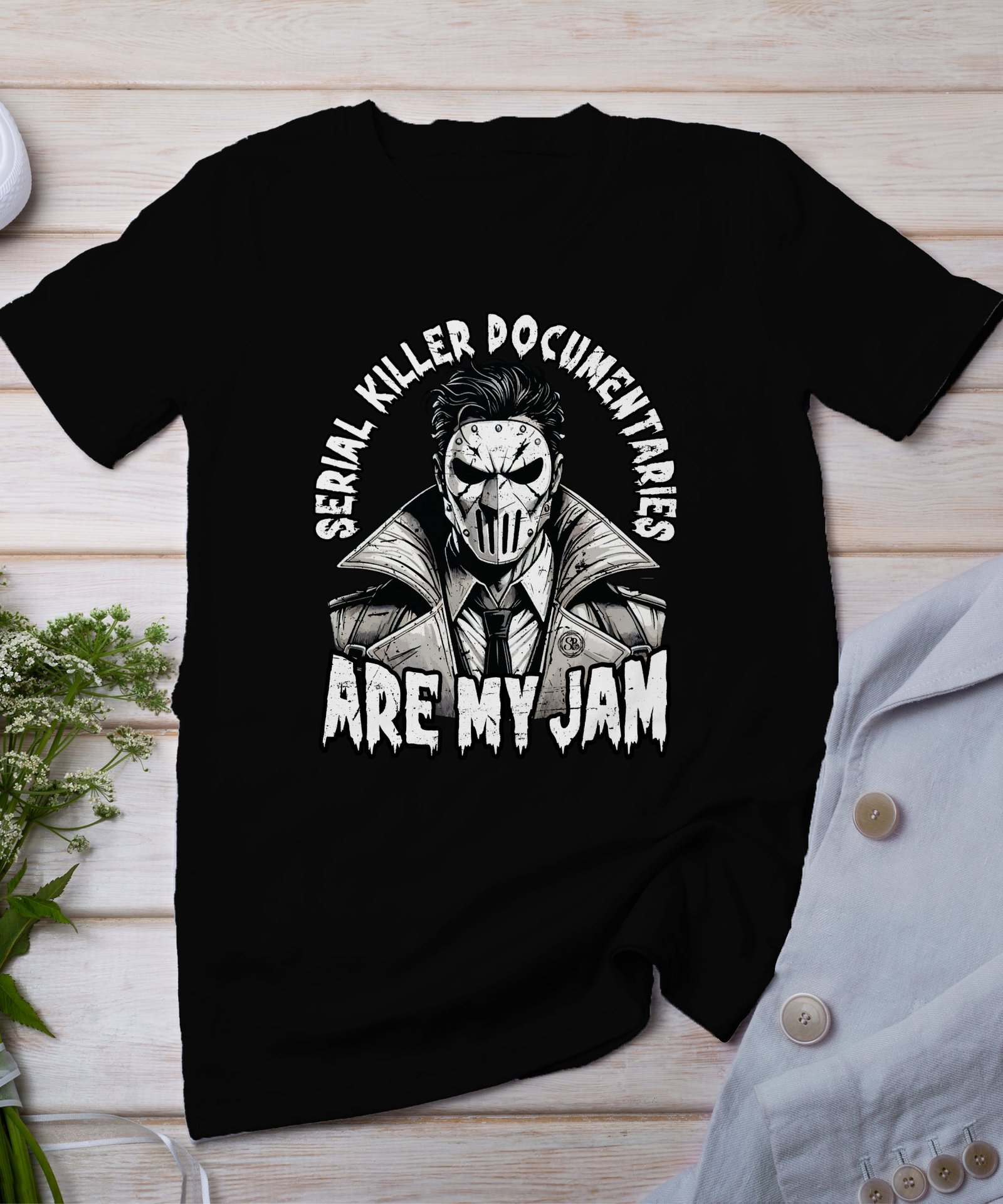 Kriminalfälle True Crime T-Shirt, Mystische Horror Geschichten für Krimi Fans Tee, Rätsel Maskierter Verbrecher Top, Ermittlungen Shirt