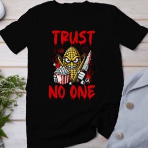 Kriminalfälle True Crime T-Shirt, Mystischer Horror Blut Kinofilm für Krimi Fans Tee, Mais Popcorn Verbrecher Top, Kein Vertrauen Shirt