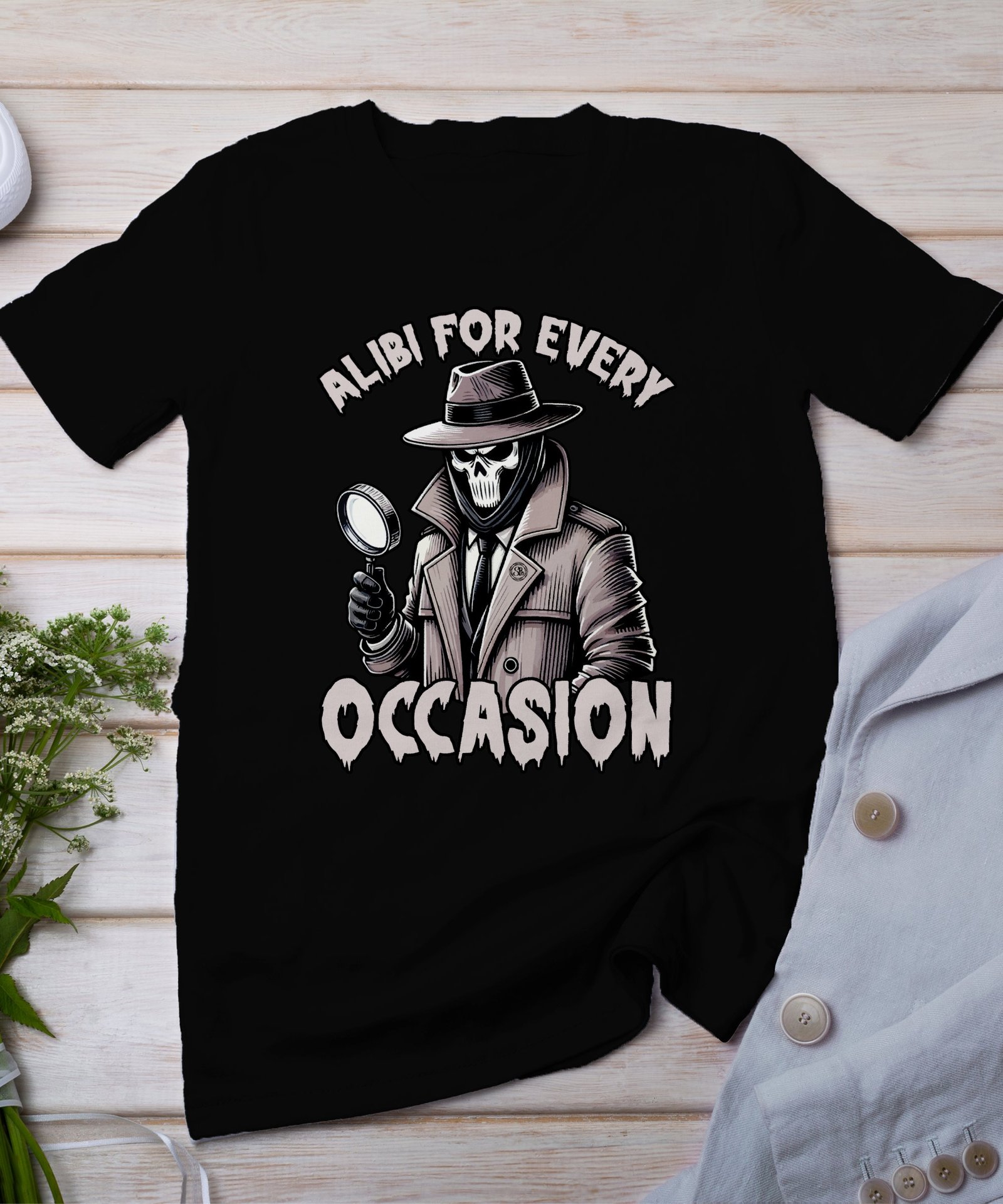 Kriminalfälle True Crime T-Shirt, Mystische Horror Geschichten für Krimi Fans Tee, Rätsel Maskiertes Detektiv Top, Lupe Ermittlungen Shirt