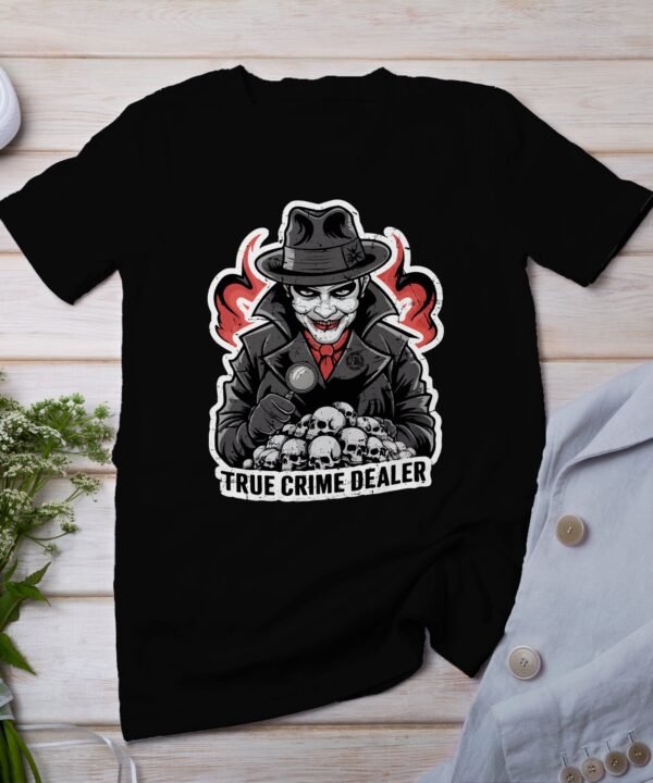 Kriminalfälle True Crime T-Shirt, Mystische Horror Geschichten für Krimifans Tee, Rätsel Maskierter Verbrecher Top, Ermittlungen Joker Shirt